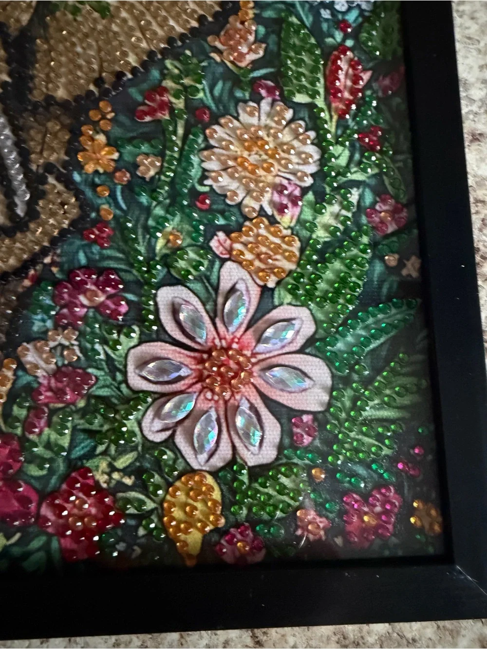 Sparkly Diamond Art Elephant Floral Wall Art